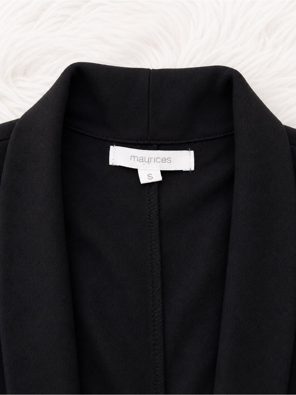 Maurices Black Ruched Sleeve Blazer Size Small Open Front Career Chic Office - Picture 3 of 3